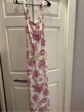 Abercrombie & Fitch Cream Maxi Dress with Pink Floral Print